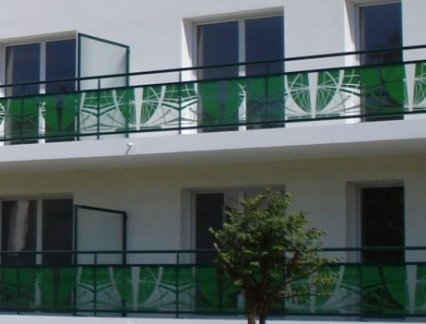 Green ceramic printed custom pattern for balconies balustrades