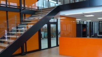 Glass balustrade, partitions & furniture