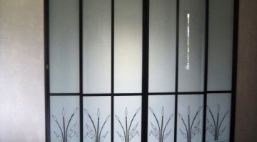 Portes vitrées coulissantes en verre décoratif de sécurité