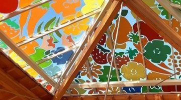 A Coloured glass roof for Prigonrieux market hall